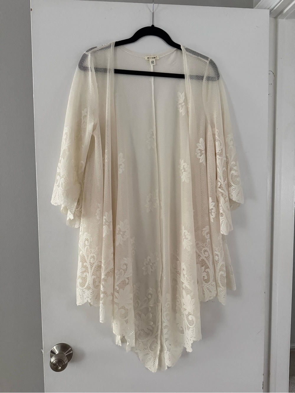 miami Sheer Lace Kimono in Soft Ivory